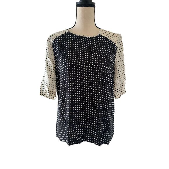 A.L.C. Printed Polka Dot Silk Top, Size M, Black and White - Picture 1 of 8